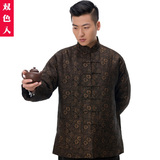 中式香云纱冬季棉衣唐装男士长袖桑蚕丝棉袄复古时尚真丝礼服上衣