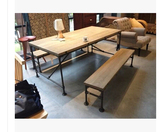 美式乡村LOFT工业风格家具 工作桌 会议桌复古铁艺实木餐桌椅组合