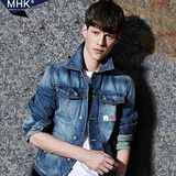 MHK2016春装新款韩版修身个性男士牛仔外套百搭牛仔夹克上衣男