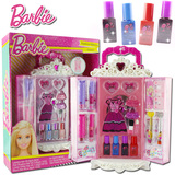 芭比娃娃甜甜屋儿童化妆品手提箱彩妆盒迪士尼美丽衣橱化妆套装