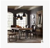 欧式新款组装铁艺实木复古餐厅桌椅会议桌办公桌咖啡桌餐桌组合