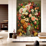 大型壁画壁纸 客厅餐厅玄关过道背景墙纸欧式油画花卉进口无纺布