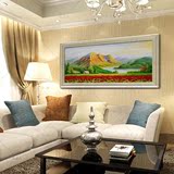 风景油画横幅客厅装饰纯手绘欧式田园壁画现代挂画高档山水聚宝盆