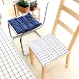 椅垫 蓝白格纹款色织格纹薄款椅子坐垫 夏季办公室电脑椅座垫餐
