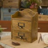zakka创意桌面收纳柜 床头化妆品抽屉整理盒子 实木制家庭储物装