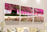 樱花树装饰挂画客厅卧室温馨欧式风景画艺术无边卧室酒店大厅壁画