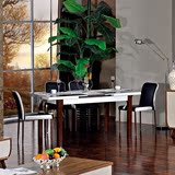北欧餐台椅 简约 白烤漆 钢化玻璃面 可伸缩 餐台 现代皮艺餐椅