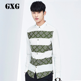 GXG长袖衬衫 春夏季男士纯棉衬衣修身印花条纹上衣男装 51203108