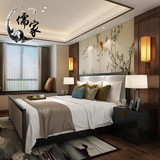 新中式家具 现代中式实木布艺双人床样板房 别墅卧室定制工厂直销