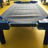 幼儿园专用儿童床 午休午睡床 单人床 塑料帆布床蓝方格蓝布床