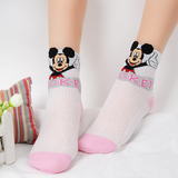 任6件包邮 迪士尼/Disney米奇学生袜 春夏薄棉袜立体耳朵女童袜子