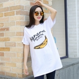 ulzzang韩国代购官网正品22XX休闲百搭个性香蕉印图短袖T恤5.20