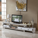 现代大理石茶几电视柜组合 不锈钢可伸缩电视柜 客厅烤漆家具柜子