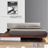 实木榻榻米床北欧日式布艺靠背板式储物床1.5米1.8米卧室双人床