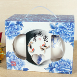青花瓷 碗勺套装婚庆礼品 骨瓷餐具纪念礼盒装 批发定制LOGO印字