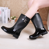 包邮青年韩版超显瘦雨鞋雨靴高筒骑士马靴平跟长筒水鞋女士马丁靴