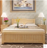 新中式实木床松木床1.2 1.5 1.8 2.0米 美式乡村简易单人双人木床