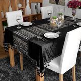 沃米兔新古典欧式奢华高档黑色 餐桌布 台布 茶几布 盖布 可定制