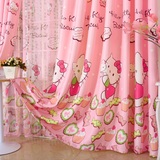 新款儿童房窗帘hello Kitty猫图案涤棉面料粉色定制窗帘布