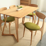 北欧简约家庭方形实木创意办公白橡多用途小户型餐桌椅子环保组合