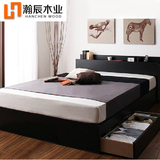 日式简约现代板式床储物抽屉床1.8双人床1.5米单人床收纳床沙发床