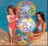 新正品INTEX儿童流行海滩戏水球59040玩具球沙滩球 透明充气球手