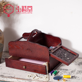 弘艺堂家用针线盒实木质复古多功能收纳盒结婚嫁妆整理盒百宝箱