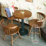 新款温莎椅 复古地中海 咖啡厅实木桌椅 奶茶店餐桌椅混搭组合