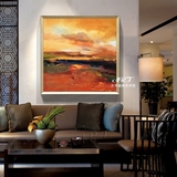 东南亚风格别墅客厅饰品挂画纯手绘抽象单幅油画创意风景个性墙画