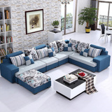 布艺沙发 客厅家具可拆洗高弹海绵坐垫sofa自由组合L型转角布沙发