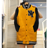 2016代购韩国东大门卫衣字母开衫中长款加厚加绒女棒球服外套春秋