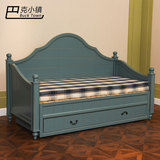 美式小户型多功能双抽屉储物坐卧两用实木沙发床可折叠推拉1.8米