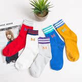 韩国字母袜子女士中筒纯棉个性潮流学生袜ulzzang学院韩版堆堆袜