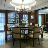 新中式样板房售楼处餐桌椅组合 现代中式酒店餐厅实木太师椅餐桌