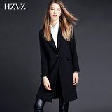 HZVZ欧美简约2016秋季新款女装修身风衣休闲时尚中长款小西装外套