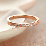 韩国版镀18K玫瑰金半圈钻戒指女士彩金指环尾戒中食指对戒饰品