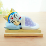 睡觉的暖心机器猫公仔玩偶可爱哆啦A梦手机底座笔架动漫周边手办