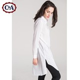 C＆A女式侧缝前移拼接白衬衫 纯棉薄款CA200166284