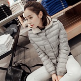 冬季新品韩版翻领羊羔毛领修身显瘦时尚短款纯色羽绒棉棉衣女外套