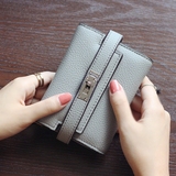 派莱丽2016新款钱包女短款 韩版复古锁扣多卡位三折女式钱包钱夹