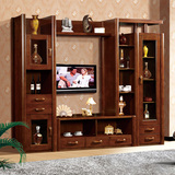 电视柜组合 橡木客厅背景柜现代中式特价厅柜住宅家具 实木电视柜