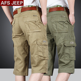 AFS/JEEP男士工装短裤夏季休闲七分裤子夏天中年宽松大码7分中裤