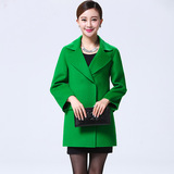 高端双面羊绒大衣女中长款兰佩2015冬装新款品牌绿色羊毛呢外套潮