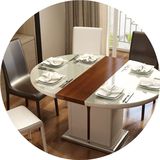 小户型可伸缩餐桌圆形储物桌 现代家用钢化玻璃折叠餐桌椅组合6人