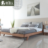 新尚人宜家现代橡木床北欧纯实木床1.8米双人床1.5米婚床卧室家具