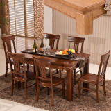 全实木餐桌橡胶木餐桌长方形饭桌中式餐桌椅组合一桌四椅六椅家具