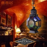 复古工业吊灯咖啡厅怀旧东南亚创意彩色玻璃台灯水晶灯树枝琉璃灯