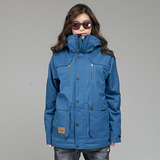 正品韩国ELNATH男女款单板滑雪服 防寒服 加厚雪服 立体口袋 蓝色