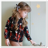 女童衬衫韩国童装2014秋冬装新款卡通小熊加绒衬衫儿童上衣衬衣