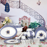 千典骨质瓷 唐山家用陶瓷56头餐具套装欧式碗具套装结婚送礼